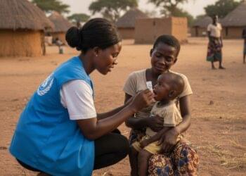 Polio Eradication Zamfara vaccination team working in a rural community