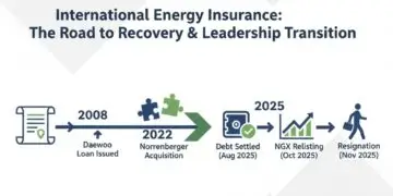Timeline of International Energy Insurance's recovery and Olasupo Sogelola’s tenure.